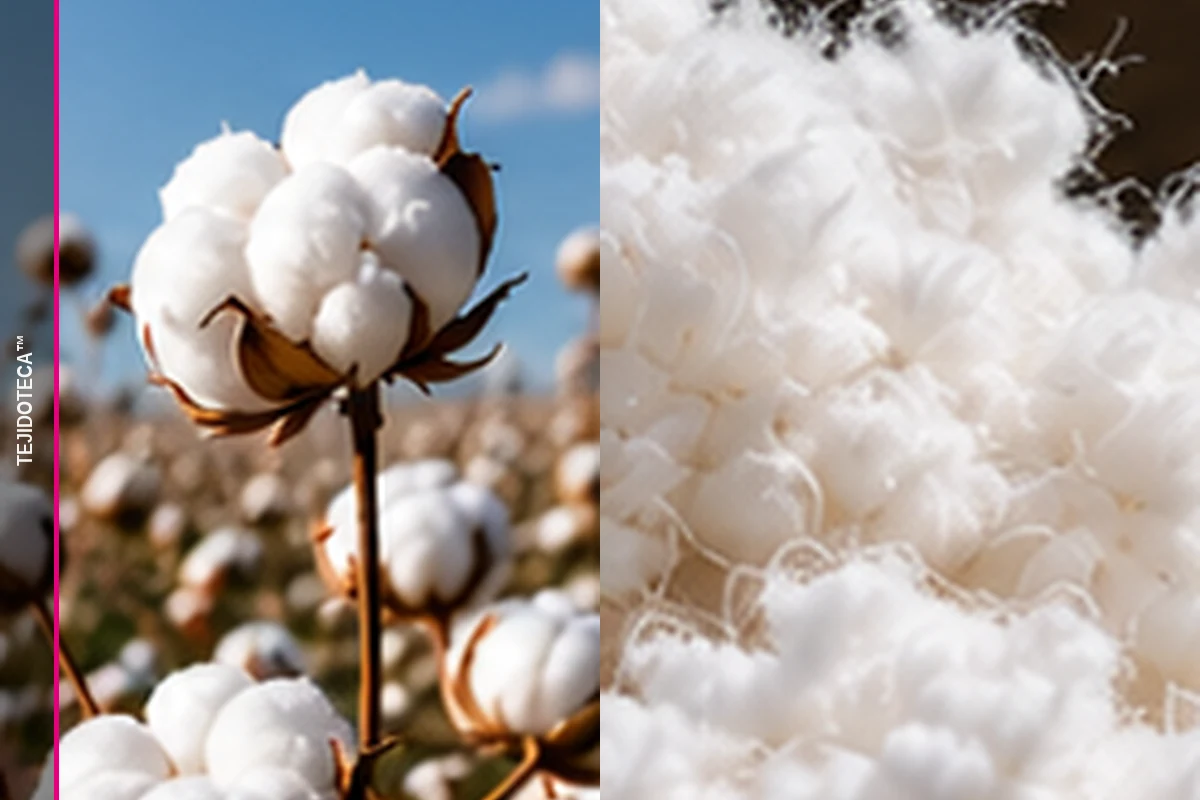 Planta de algodón y fibras textiles