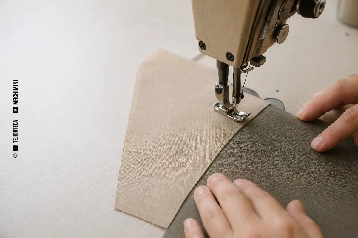 Representación técnica de costura en confección textil.