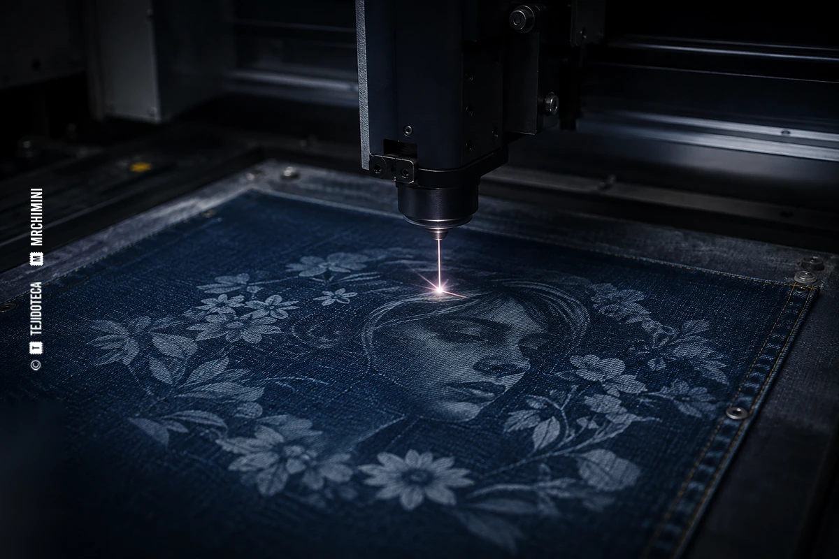 Láser aplicado al denim para decoloración y diseño