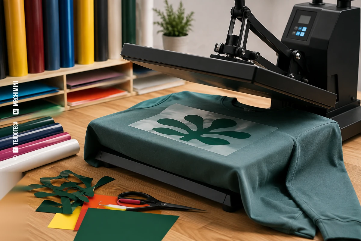 Aplicación de vinilo textil con prensa térmica