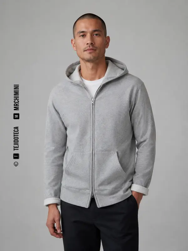 Sudadera con cremallera confeccionada en French terry gris.