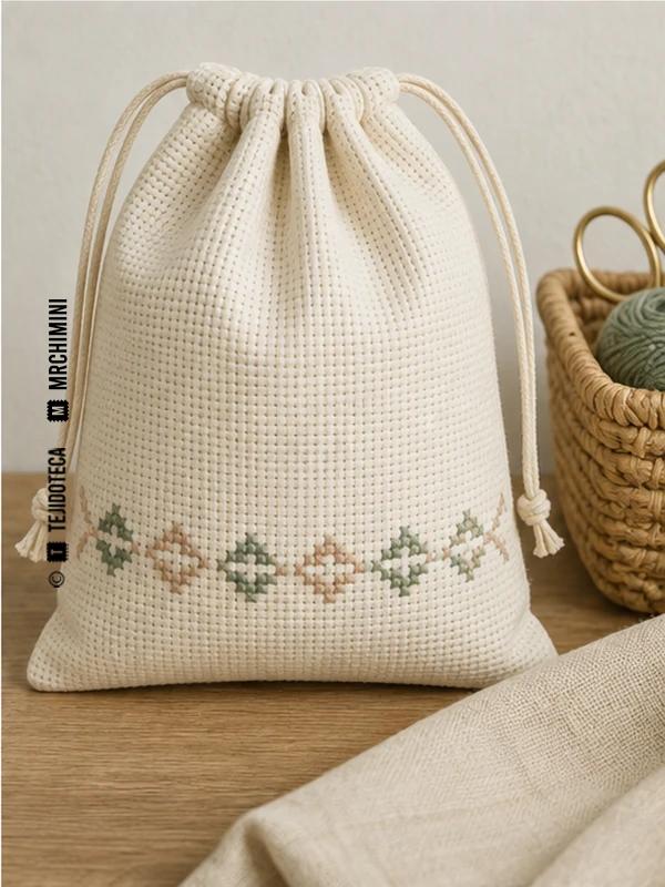 Bolsa bordada de Aida en blanco natural #EEE9DD