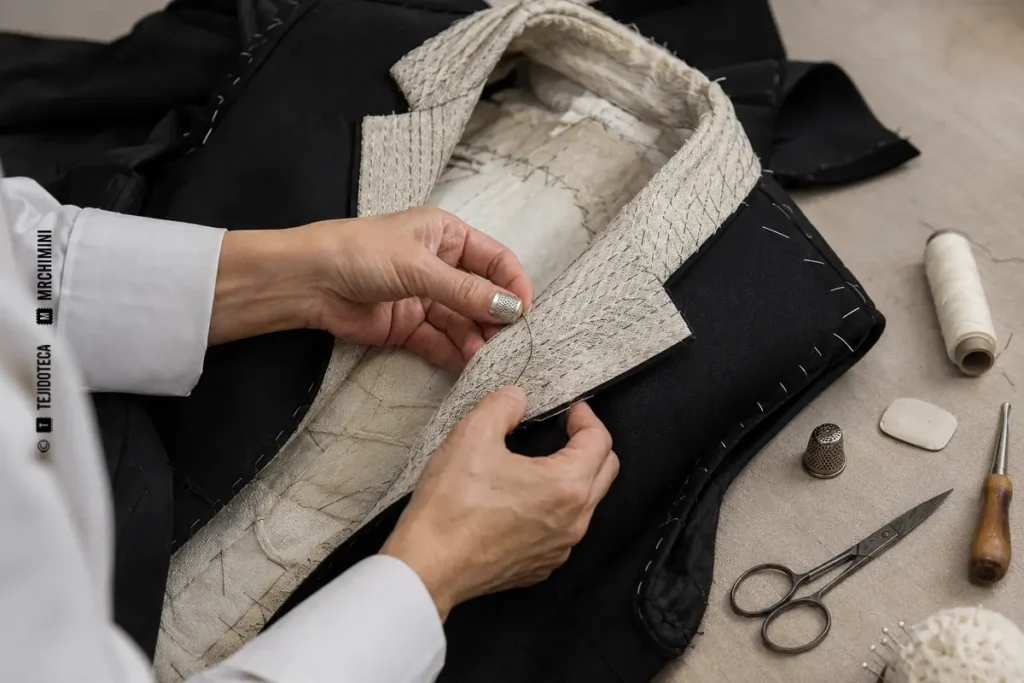 Construcción manual de una chaqueta en un atelier Tailleur de Alta Costura