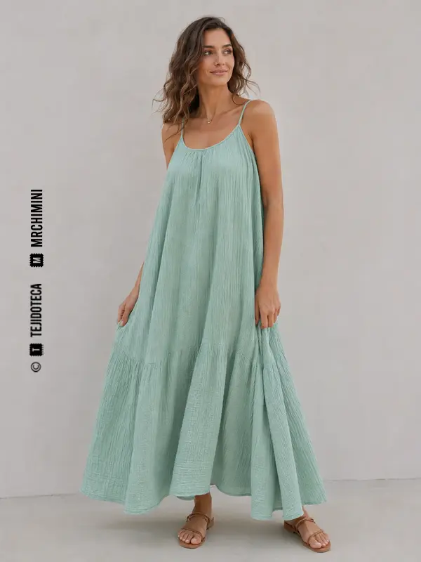 Vestido de verano de Bámbula en verde agua #86B7AD