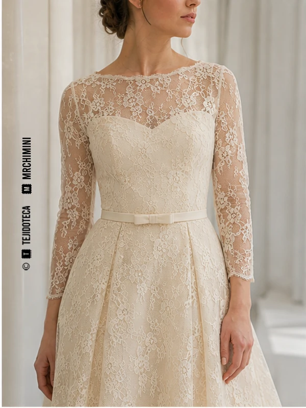 Vestido de ceremonia de Blonda en marfil #F1E5D2