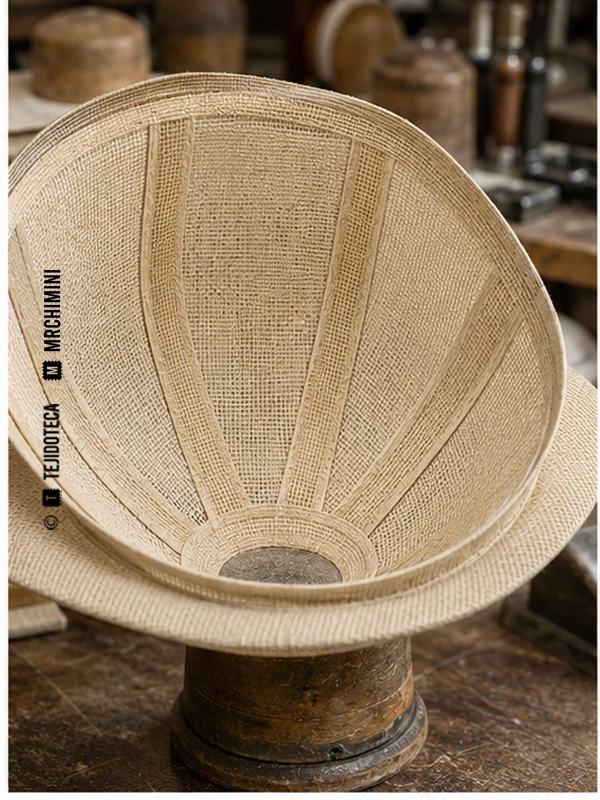 Estructura de sombrero de Bucarán en crudo cálido #D7C5A4