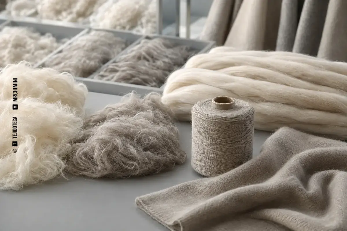Representación técnica de cachemira en el ámbito de las fibras textiles.