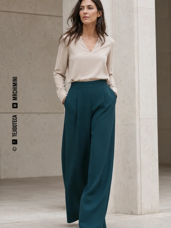 Pantalón fluido de Cady en azul petróleo #1F5964