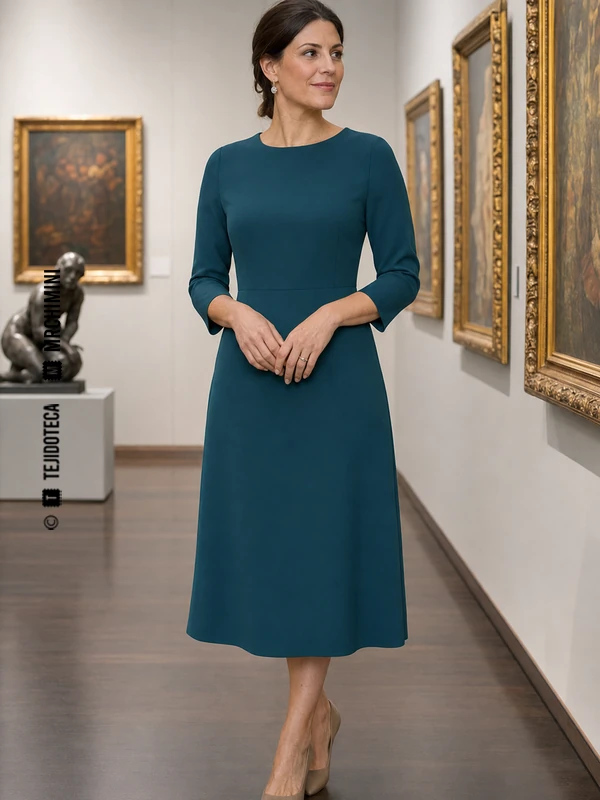 Vestido midi de Cady en azul petróleo #1F5964