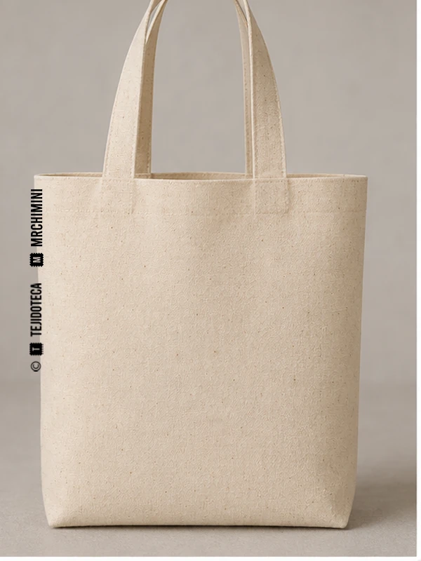 Bolsa reutilizable de Calicó en algodón crudo #E6D8B9 con motas naturales