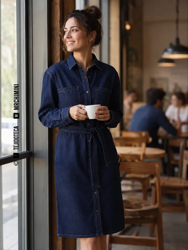 Detalle de una prenda de denim en uso