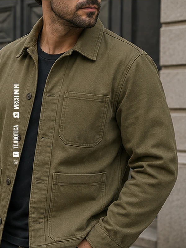 Chaqueta utilitaria de Dril en caqui oliva #75704D