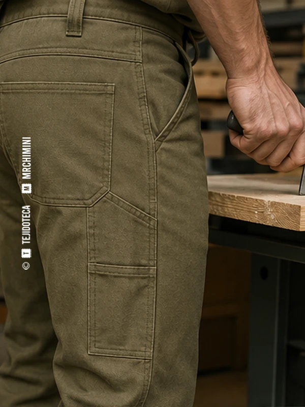 Pantalón de trabajo de Dril en caqui oliva #75704D