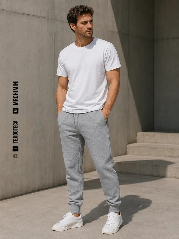 Pantalón jogger de Felpa en gris jaspe medio #8B8D90