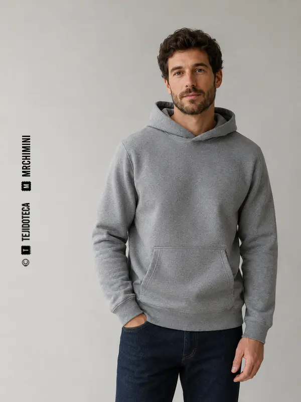Sudadera con capucha de Felpa en gris jaspe medio #8B8D90