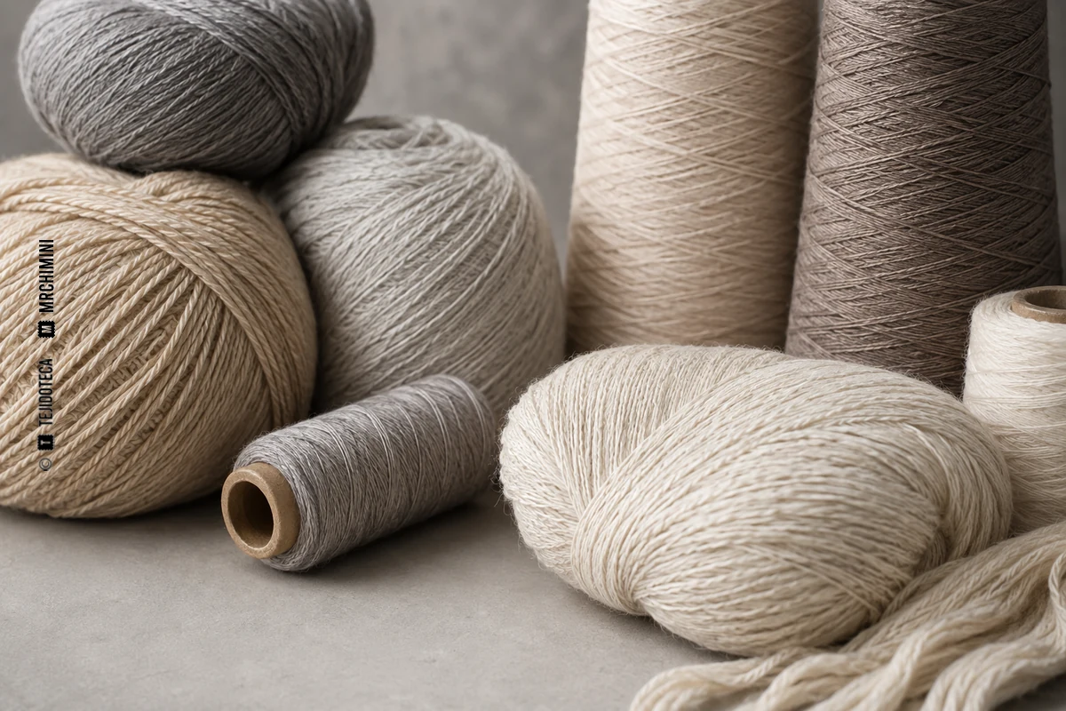 Conjunto de hilos textiles de diferentes estructuras y grosores.