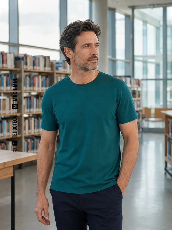 Camiseta de Interlock en verde azulado profundo #176B6B