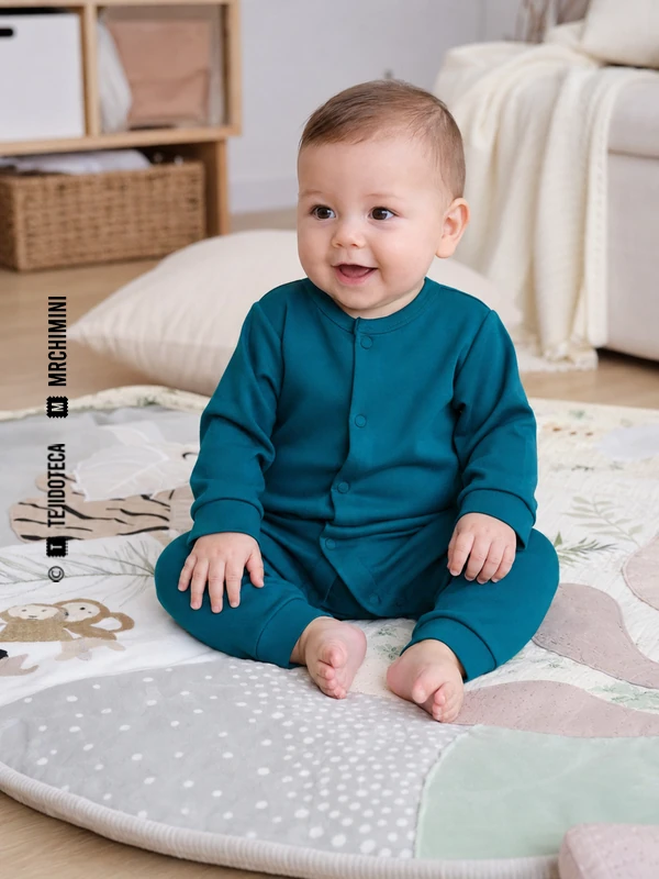 Pelele infantil de Interlock en verde azulado profundo #176B6B