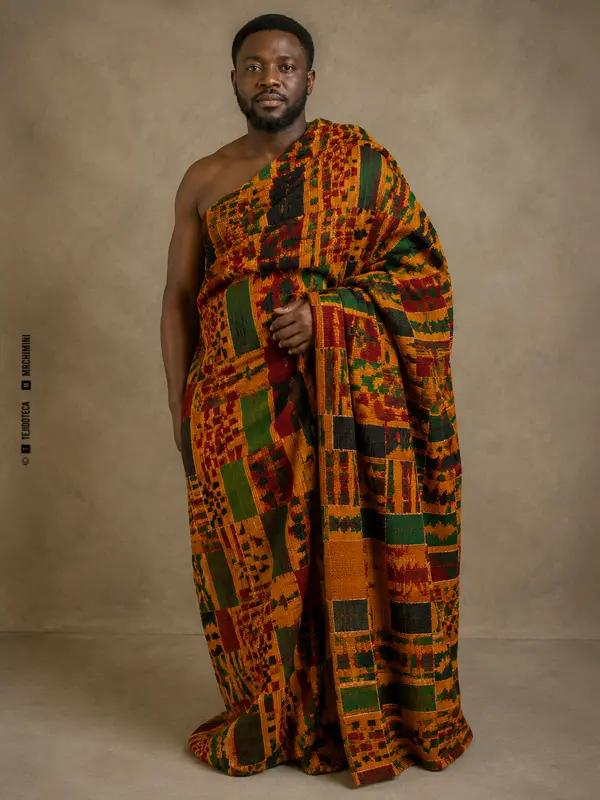 Paño tradicional kente vestido en una ceremonia