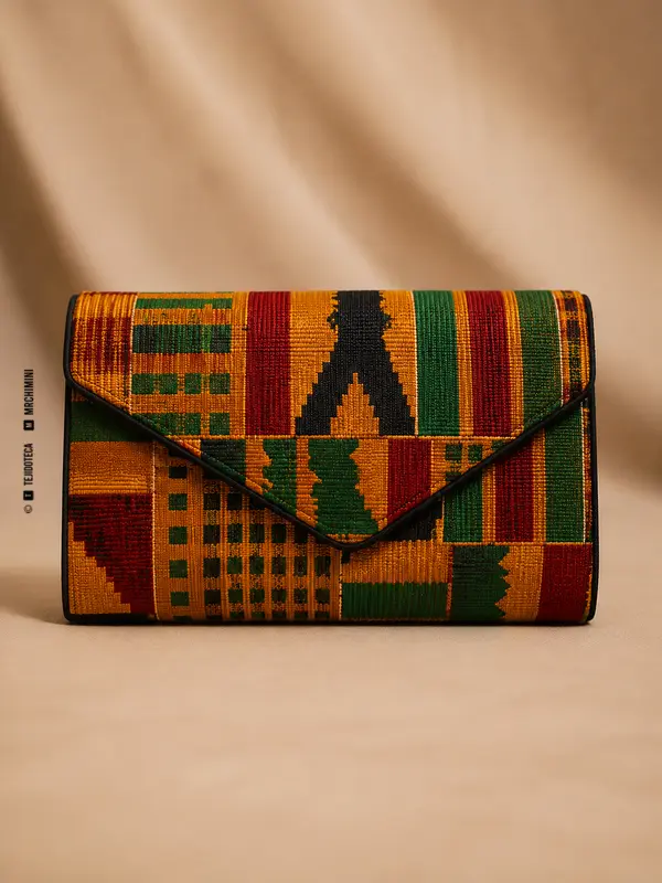 Bolso de mano confeccionado con tejido kente