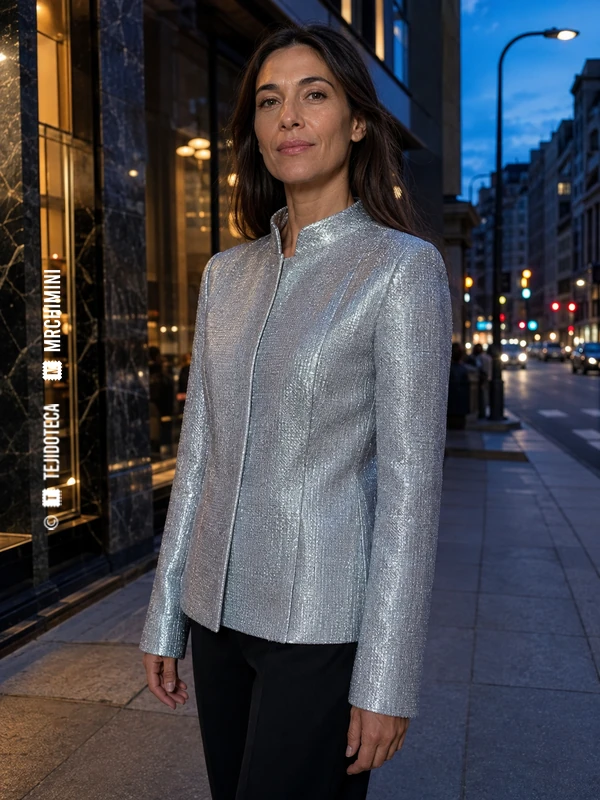 Chaqueta de Lamé en plata fría #C9CDD2