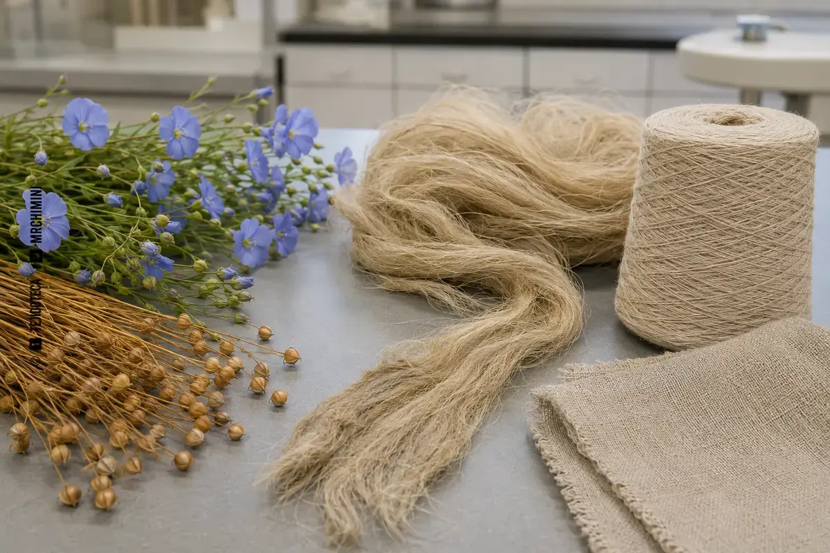 Representación técnica de lino en el ámbito de las fibras textiles.