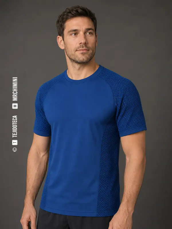 Camiseta deportiva de Malla en azul cobalto #255FA8