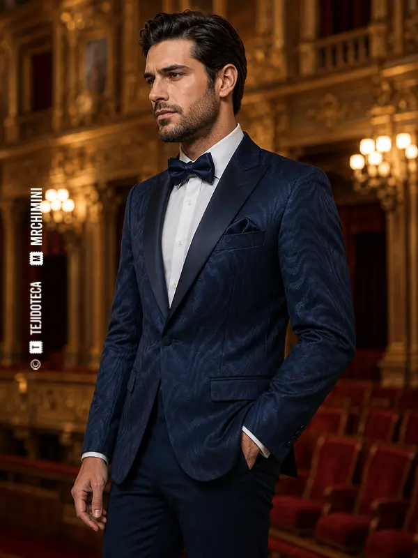 Chaqueta de ceremonia de Moaré en azul noche #182A4D