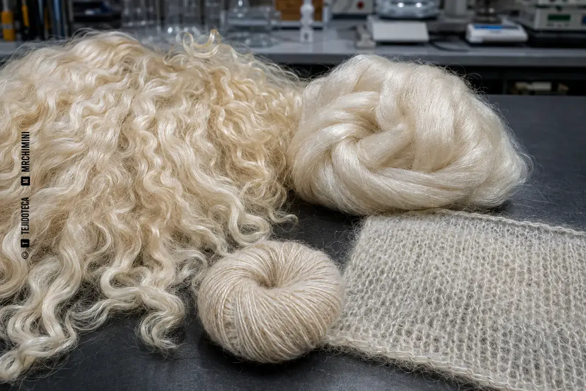 Representación técnica de mohair en el ámbito de las fibras textiles.