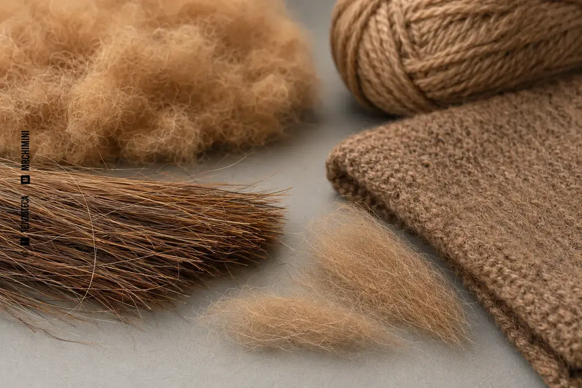 PELO DE CAMELLO – TEJIDOTECA Representación técnica de pelo de camello en el ámbito de las fibras textiles.