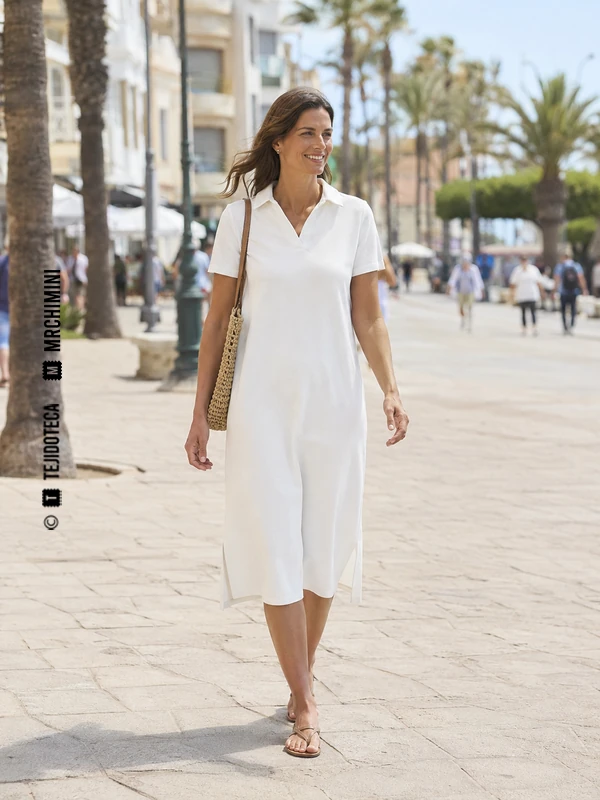 Vestido de Piqué en blanco óptico #F4F4F0