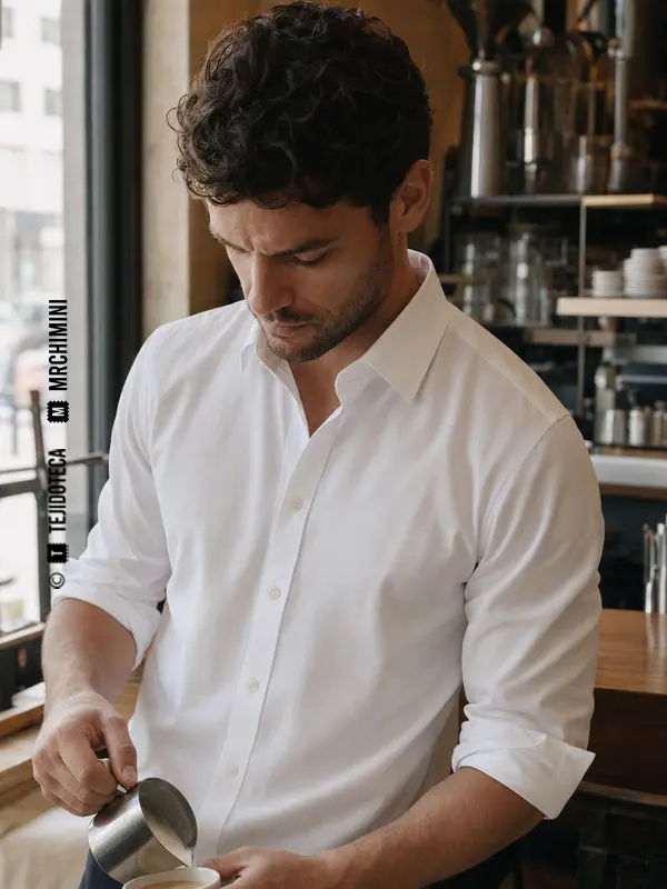 Camisa blanca confeccionada en popelín