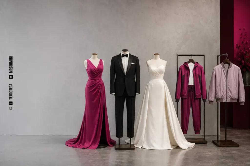 Vestido de noche, esmoquin, vestido de novia y prendas deportivas de prêt-à-porter