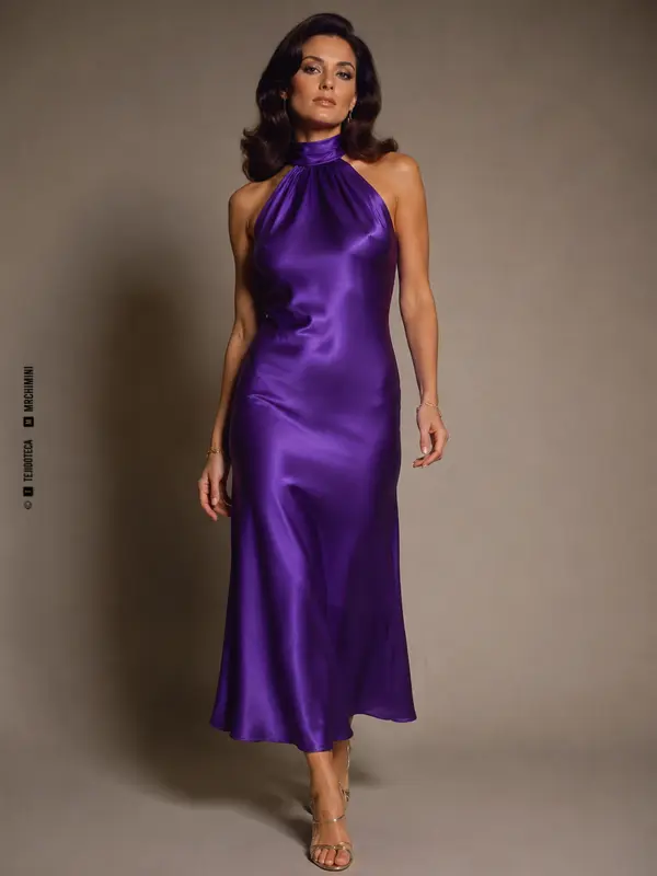 Vestido de noche confeccionado con Qiana