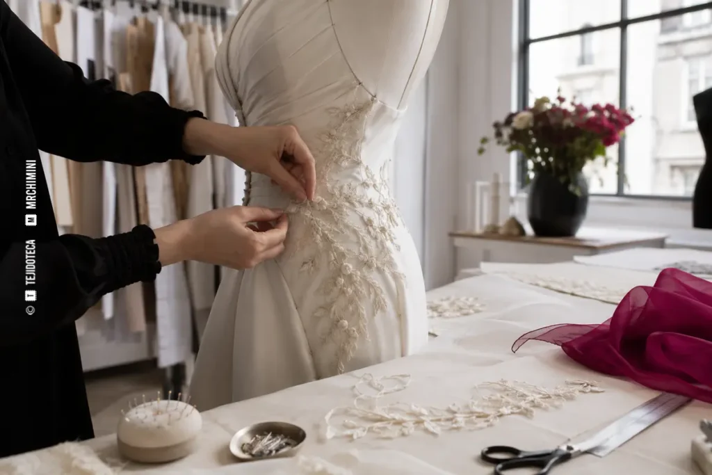 Confección artesanal de una prenda de Alta Costura en un atelier