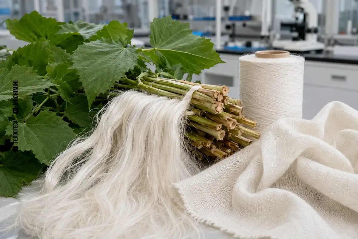 RAMIO – TEJIDOTECA Representación técnica de ramio en el ámbito de las fibras textiles.
