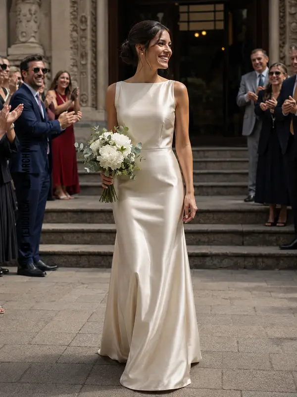 Vestido de satén llevado en una celebración