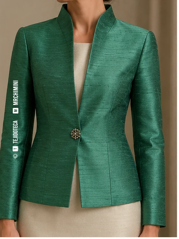 Chaqueta de ceremonia de Shantung en verde jade #3B806C