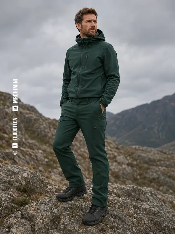 Pantalón de trekking de Softshell en verde bosque #285344