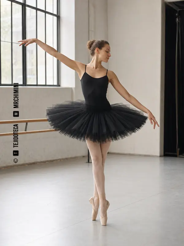 Bailarina con tutú de tul negro