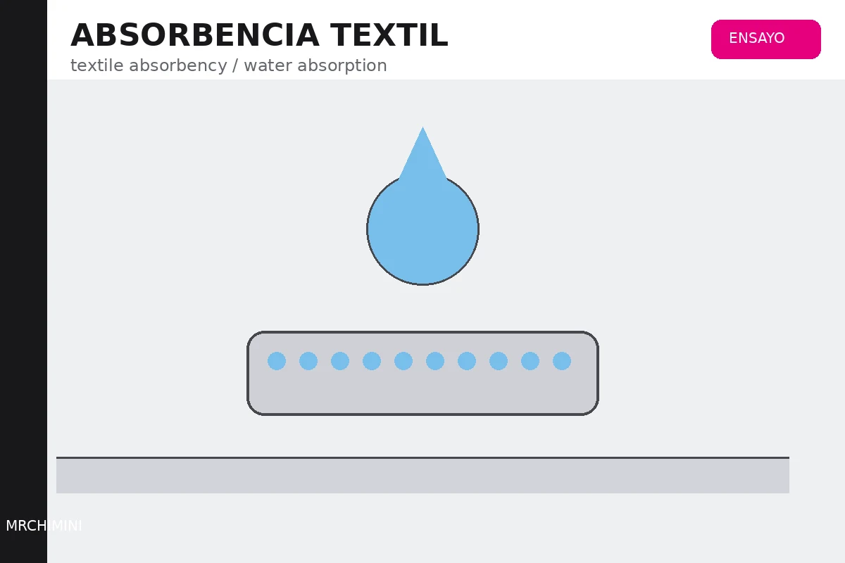 ABSORBENCIA TEXTIL – TEJIDOTECA Muestra de tejido absorbiendo una gota de agua sobre una balanza y cronómetro de laboratorio.