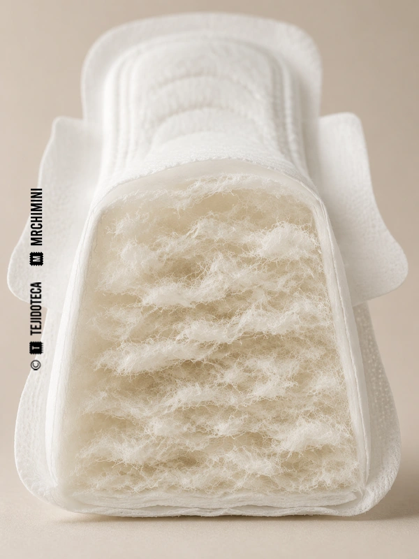 Compresa higiénica seccionada con núcleo absorbente de airlaid