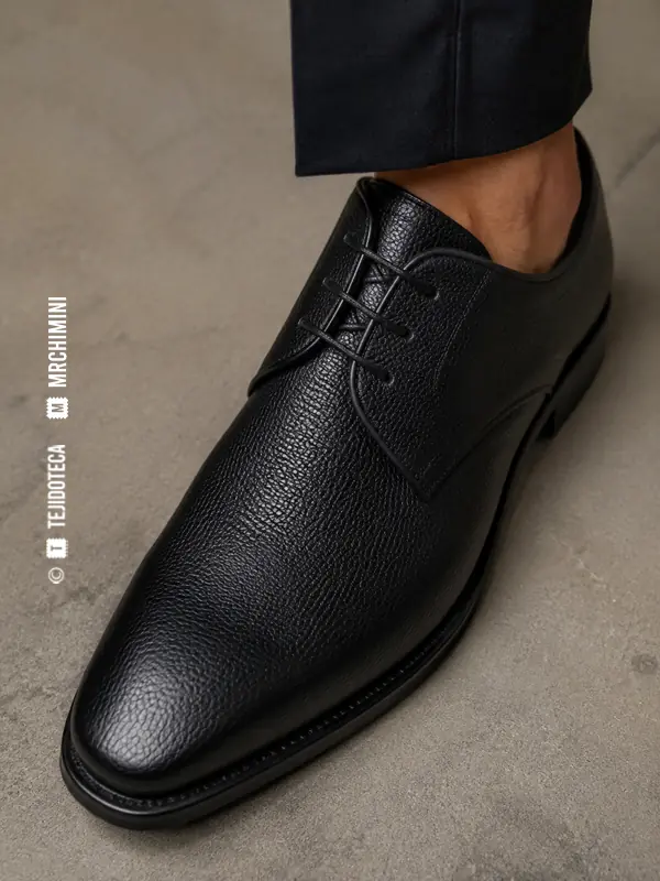 Primer plano de zapato negro de flor corregida llevado por una persona