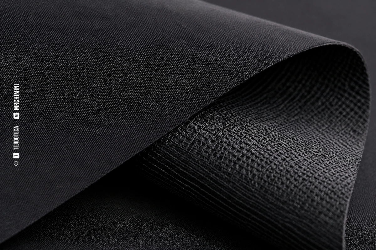 Macro de tejido DRYSKIN® negro de doble cara con exterior liso e interior texturado