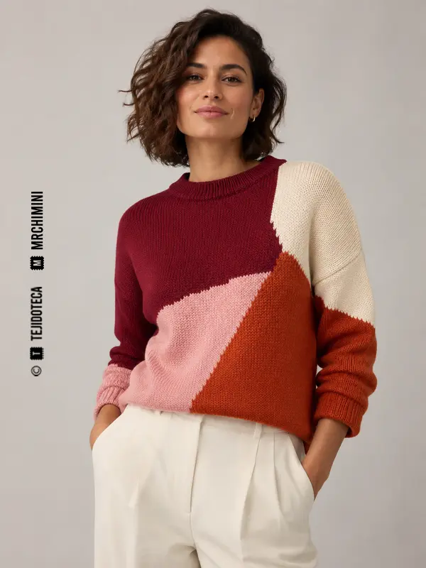 Jersey de intarsia con grandes bloques de color