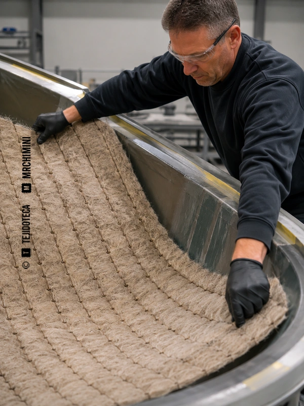 Técnico colocando refuerzo MALIMO en un molde para material compuesto