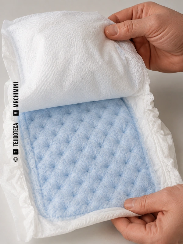 Muestra higiénica abierta con capa termoligada azul de puntos visibles