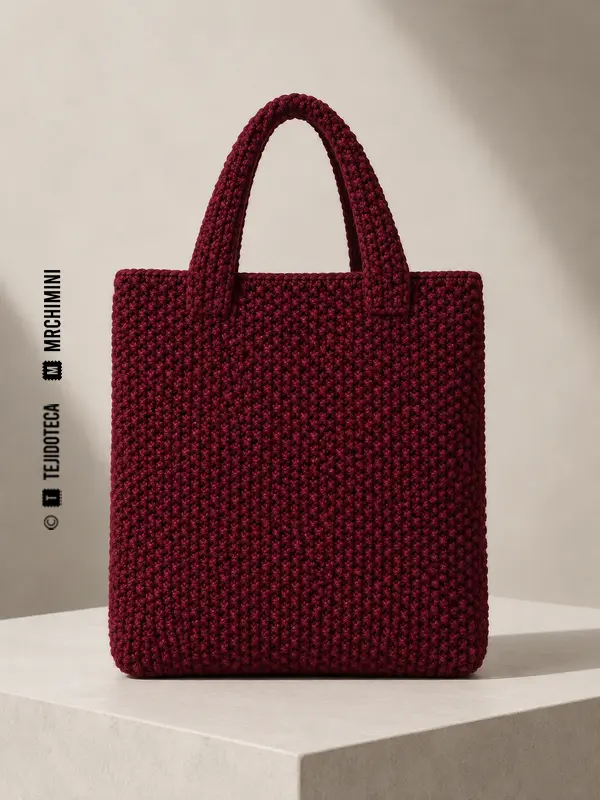 Bolso color burdeos de punto de arroz
