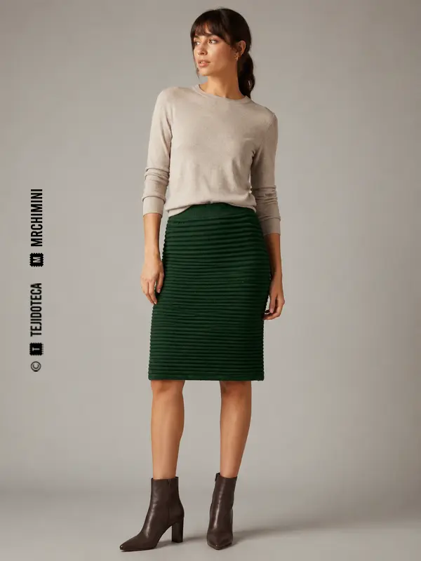Falda verde oscuro de punto otomán
