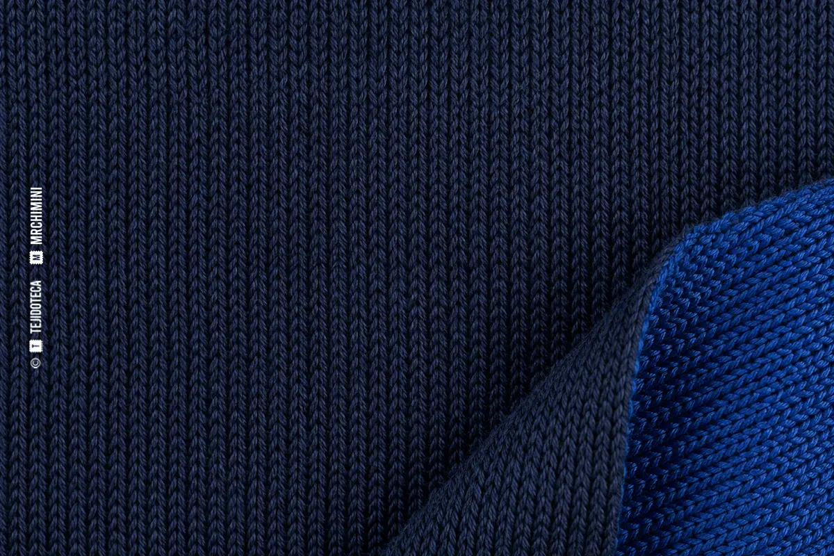 Macro de punto vanisado azul marino con reverso azul cobalto